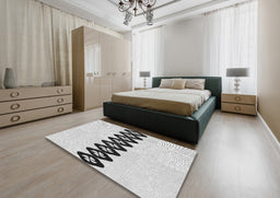 Patterned Off-White Novelty Rug in a Bedroom, pat2211