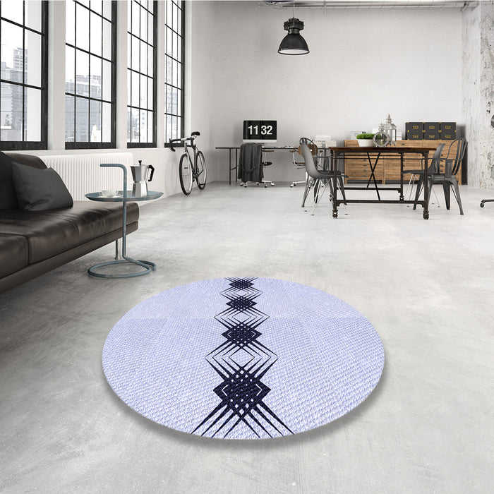 Round Patterned Lavender Blue Rug in a Office, pat2212blu