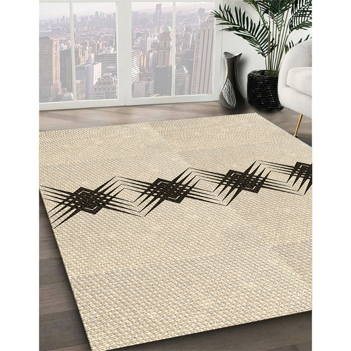 Patterned Moccasin Beige Rug in Family Room, pat2212brn