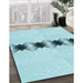 Machine Washable Transitional Electric Blue Rug in a Family Room, wshpat2212lblu