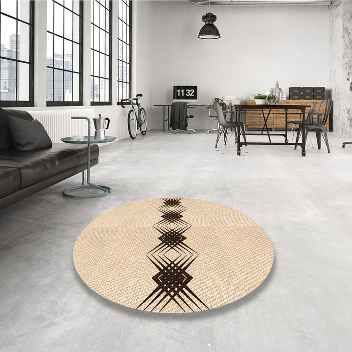 Round Patterned Peru Brown Rug in a Office, pat2212org