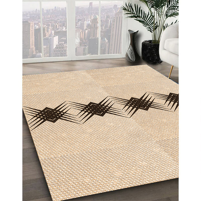 Patterned Peru Brown Rug in Family Room, pat2212org