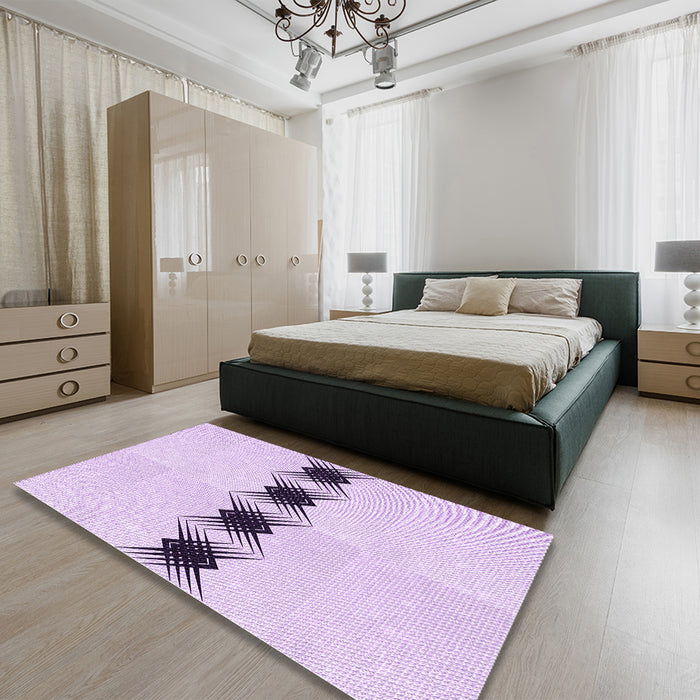 Patterned Orchid Purple Rug in a Bedroom, pat2212pur