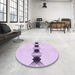Round Patterned Orchid Purple Rug in a Office, pat2212pur