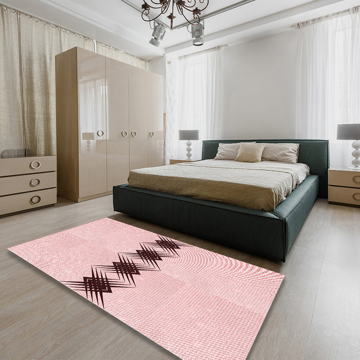 Patterned Pink Rug in a Bedroom, pat2212rd