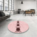 Round Patterned Pink Rug in a Office, pat2212rd