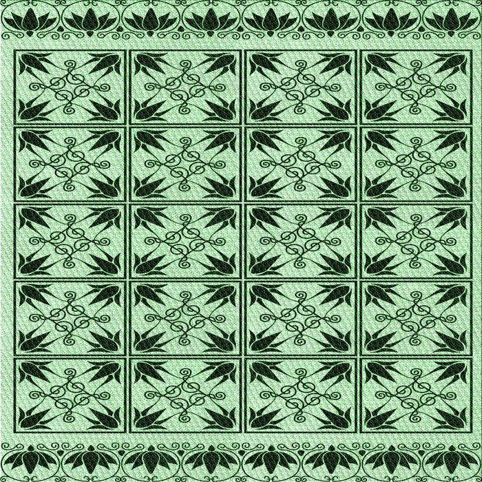 Round Patterned Pale Green Rug, pat2213grn