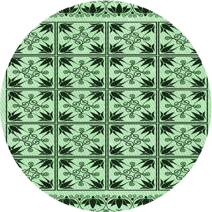 Square Patterned Pale Green Rug, pat2213grn