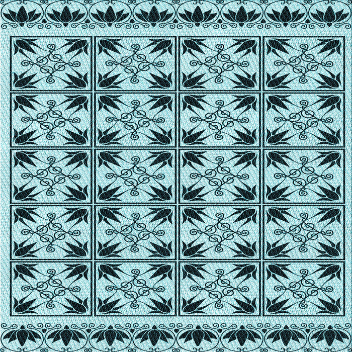 Round Patterned Blue Rug, pat2213lblu