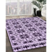 Patterned Purple Rug in Family Room, pat2213pur