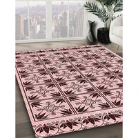 Patterned Brown Red Rug, pat2213rd