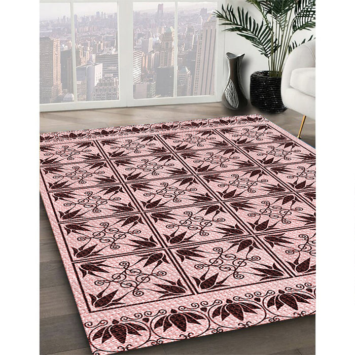 Machine Washable Transitional Brown Red Rug in a Family Room, wshpat2213rd