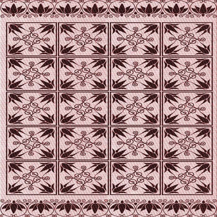 Round Patterned Brown Red Rug, pat2213rd