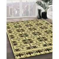 Patterned Mustard Yellow Rug, pat2213yw