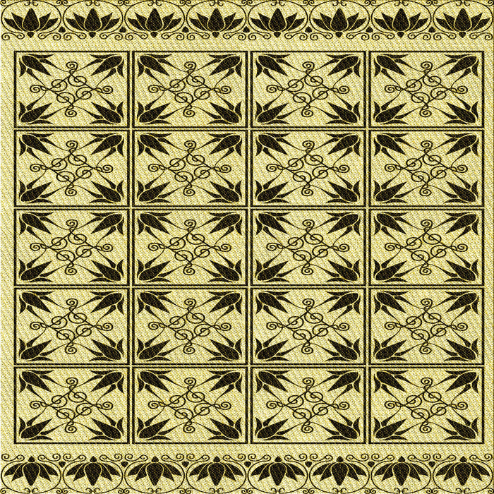 Round Patterned Mustard Yellow Rug, pat2213yw