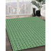 Patterned Deep Emerald Green Rug in Family Room, pat2214grn