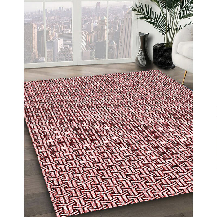 Patterned Saffron Red Rug in Family Room, pat2214rd