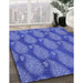 Machine Washable Transitional Sky Blue Rug in a Family Room, wshpat2215blu