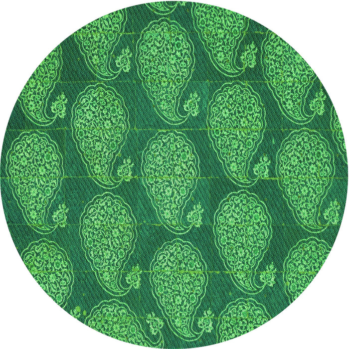 Square Machine Washable Transitional Forest Green Rug in a Living Room, wshpat2215grn
