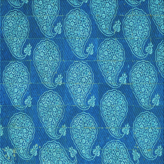 Round Machine Washable Transitional Blue Rug, wshpat2215lblu