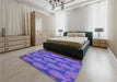 Patterned Purple Mimosa Purple Rug in a Bedroom, pat2215pur