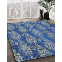 Patterned Blue Novelty Rug, pat2215