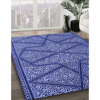 Patterned Sky Blue Rug, pat2216blu