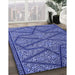 Patterned Sky Blue Rug in Family Room, pat2216blu