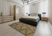 Patterned Milk Chocolate Brown Rug in a Bedroom, pat2216brn