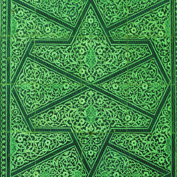 Machine Washable Transitional Deep Emerald Green Rug, wshpat2216grn