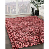 Patterned Cranberry Red Rug, pat2216rd