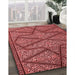 Patterned Cranberry Red Rug in Family Room, pat2216rd