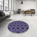Round Patterned Light Purple Rug in a Office, pat2217blu