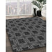 Patterned Charcoal Black Rug in Family Room, pat2217gry