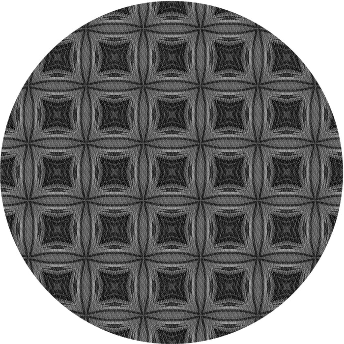 Square Patterned Charcoal Black Rug, pat2217gry