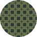 Square Patterned Olive Green Rug, pat2217lblu