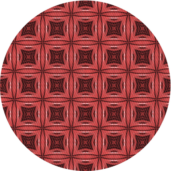 Square Patterned Cranberry Red Rug, pat2217rd
