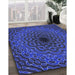 Patterned Denim Dark Blue Rug in Family Room, pat2218blu