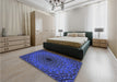 Patterned Denim Dark Blue Rug in a Bedroom, pat2218blu