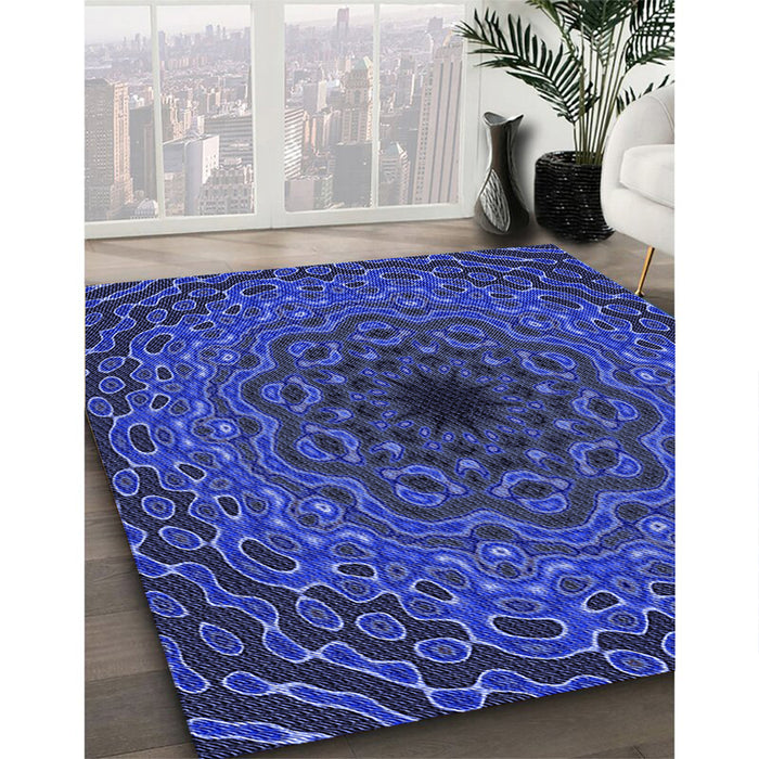 Machine Washable Transitional Denim Dark Blue Rug in a Family Room, wshpat2218blu
