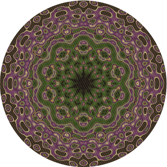 Square Patterned Purple Lily Purple Rug, pat2218brn