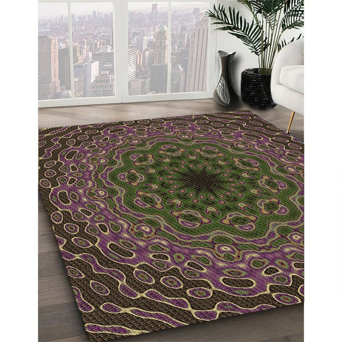 Machine Washable Transitional Purple Lily Purple Rug in a Family Room, wshpat2218brn