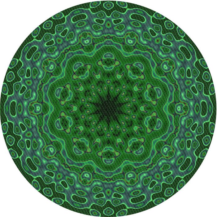 Square Machine Washable Transitional Dark Forest Green Rug in a Living Room, wshpat2218grn