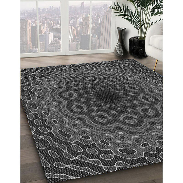 Machine Washable Transitional Charcoal Black Rug in a Family Room, wshpat2218gry