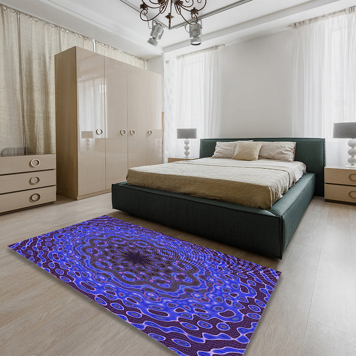 Round Machine Washable Transitional Purple Rug in a Office, wshpat2218pur