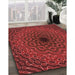 Patterned Red Rug in Family Room, pat2218rd