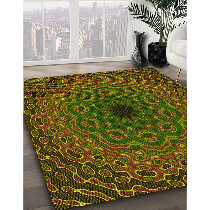 Machine Washable Transitional Red Brown Rug in a Family Room, wshpat2218yw
