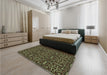 Patterned Midnight Gray Rug in a Bedroom, pat2219brn