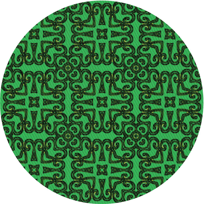 Square Patterned Dark Forest Green Rug, pat2219grn