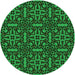 Square Patterned Dark Forest Green Rug, pat2219grn